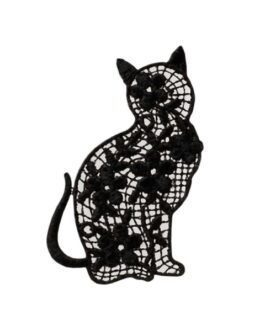 Applikationen – Kids and Hits – aufbügelbar Katze schwarze Spitze farbig